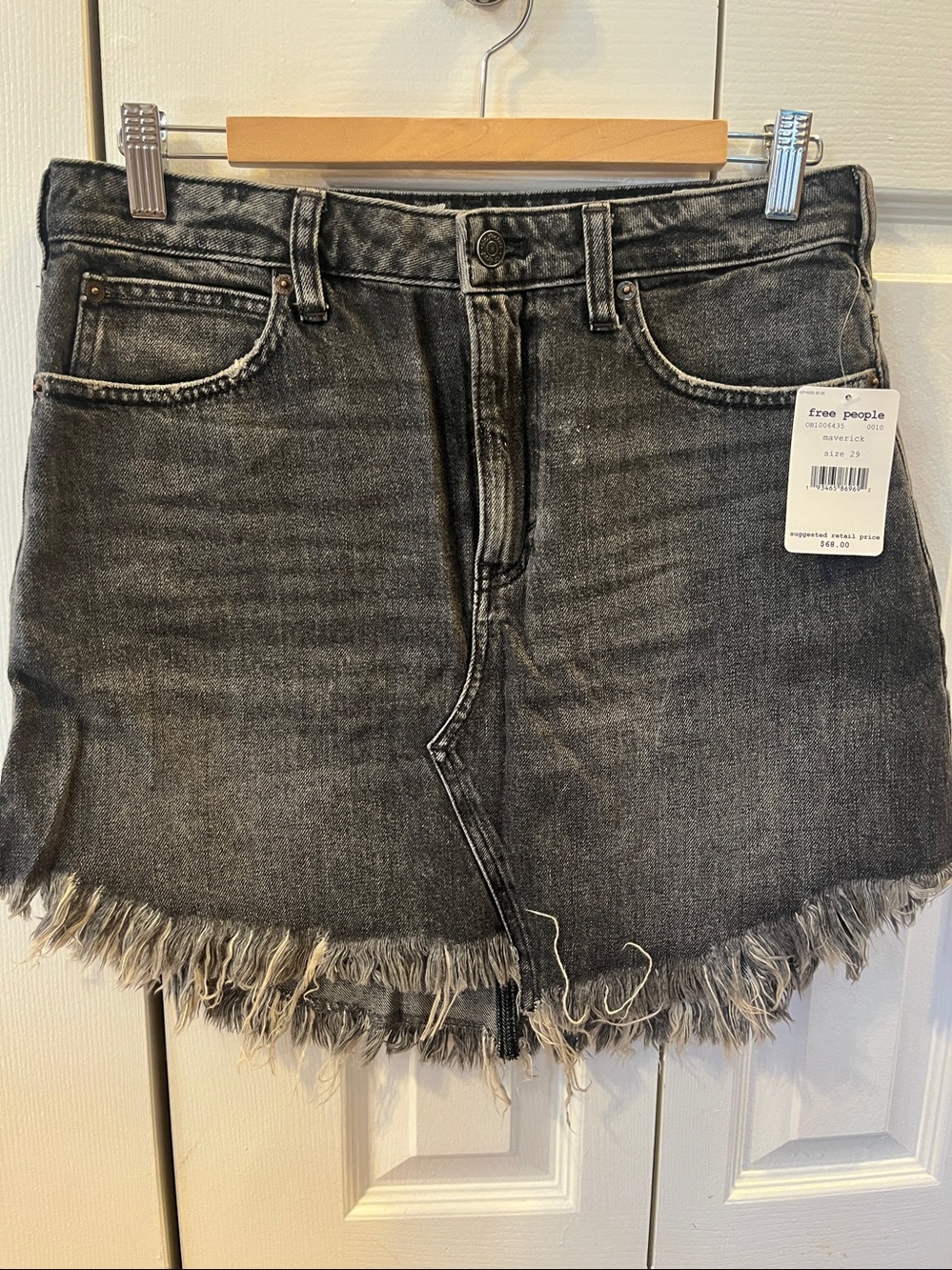 Free People Maverick Black Washed Denim Skirt-size 29- (s/m 8) NWT